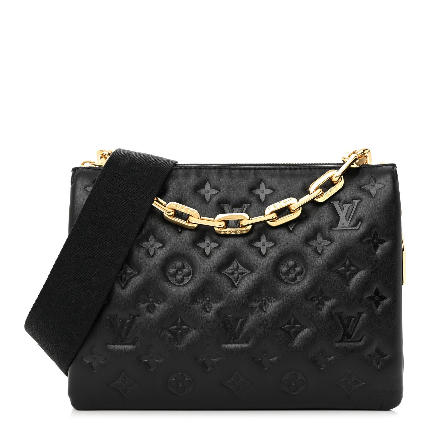 Lambskin Embossed Monogram Coussin PM Black