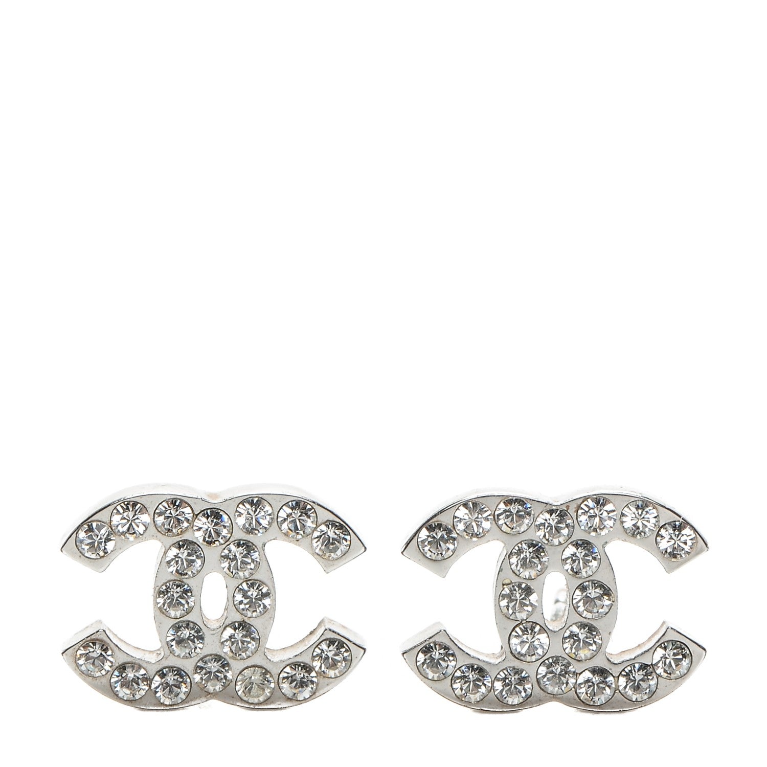 Chanel Crystal CC Earrings Silver 1 of 5