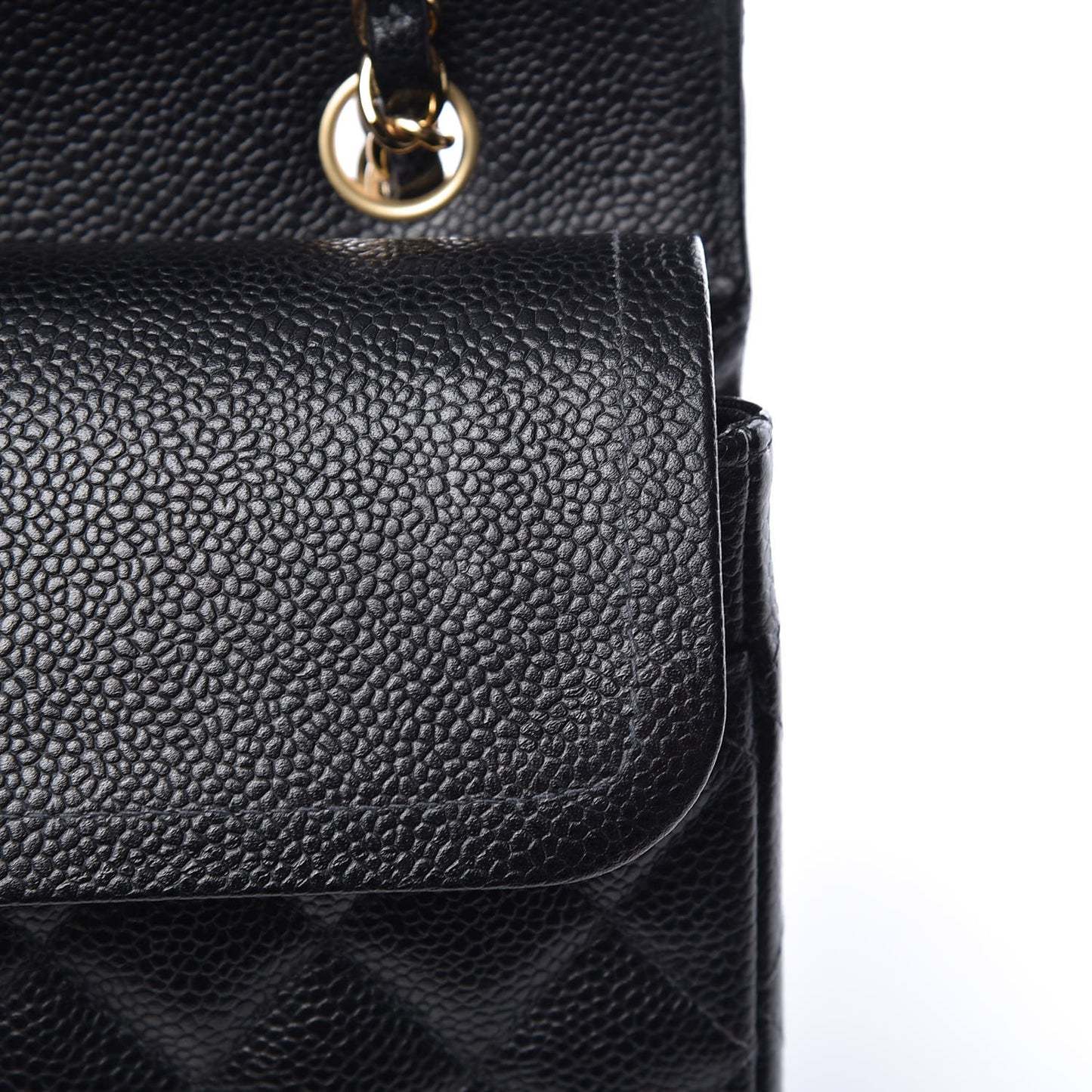 Caviar Quilted Medium Double Flap Black