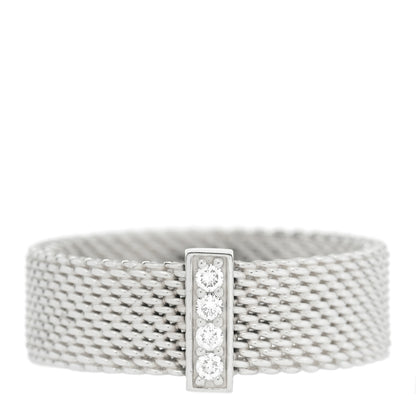 Tiffany Sterling Silver Diamond Somerset Mesh Ring 59 8.75 1 of 4