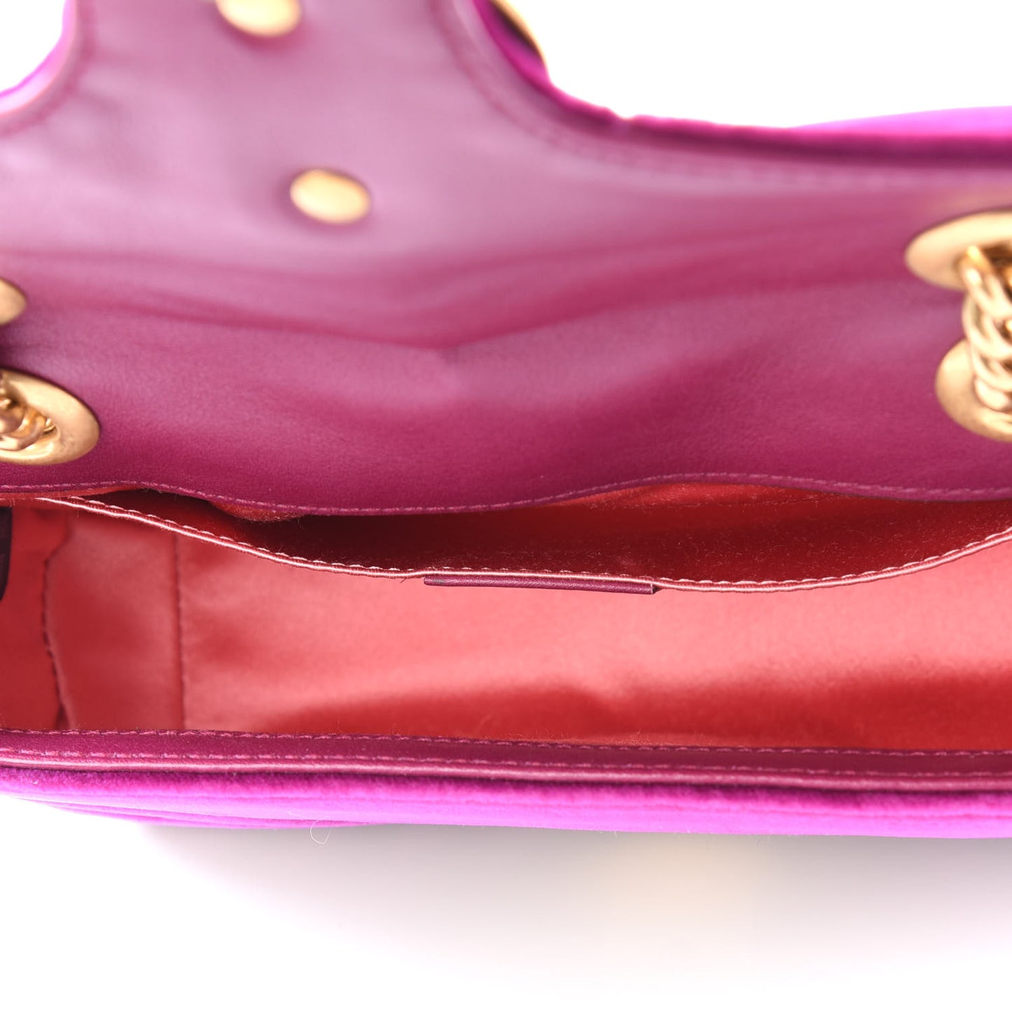 Velvet Matelasse Mini GG Marmont Shoulder Bag Fuchsia Violet Cyclamen