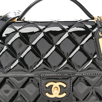 Chanel Patent Quilted Small School Memory Top Handle Flap Black 8 of 10