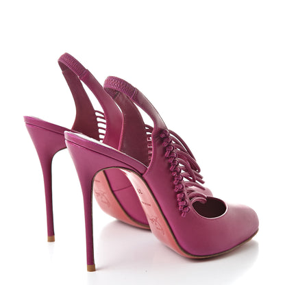 Christian Louboutin Calf VIP Mille Cordes 100 Pumps 37 Cranberry 4 of 13