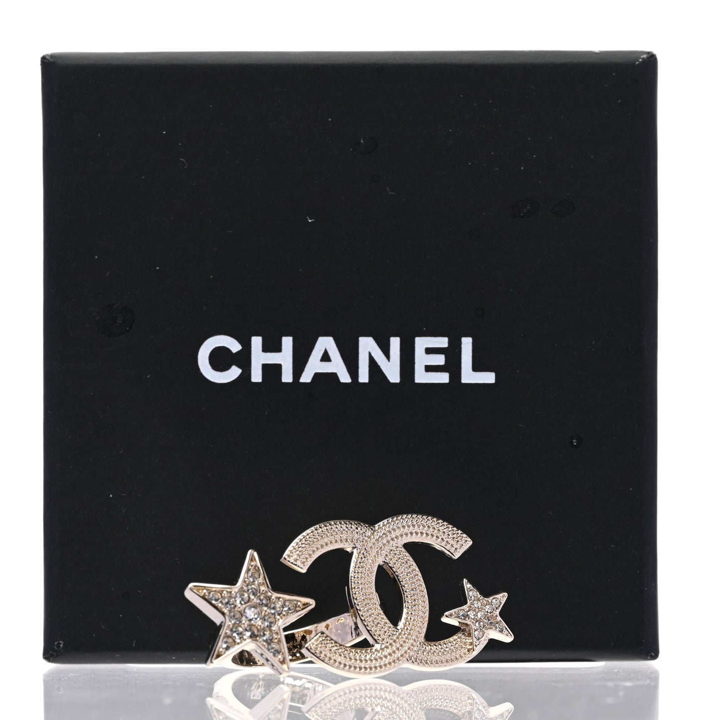 Metal Crystal Textured CC Star Ring 52 6 Gold