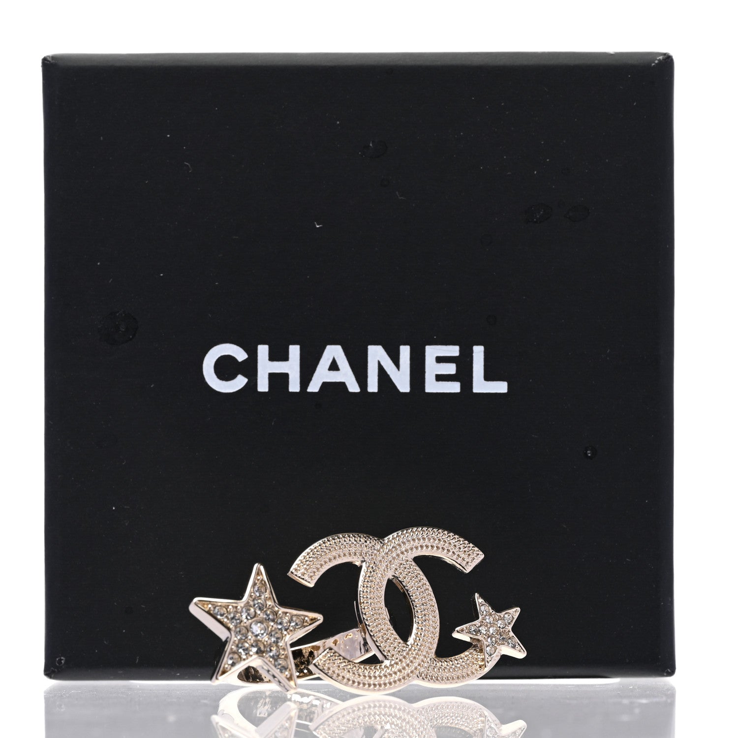 Chanel Metal Crystal Textured CC Star Ring 52 6 Gold 5 of 5