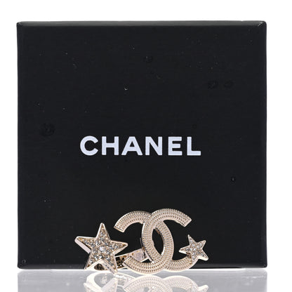 Chanel Metal Crystal Textured CC Star Ring 52 6 Gold 5 of 5