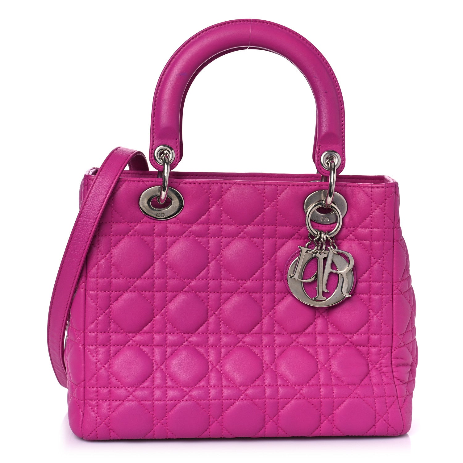 Christian Dior Lambskin Cannage Medium Lady Dior Fuchsia 1 of 11