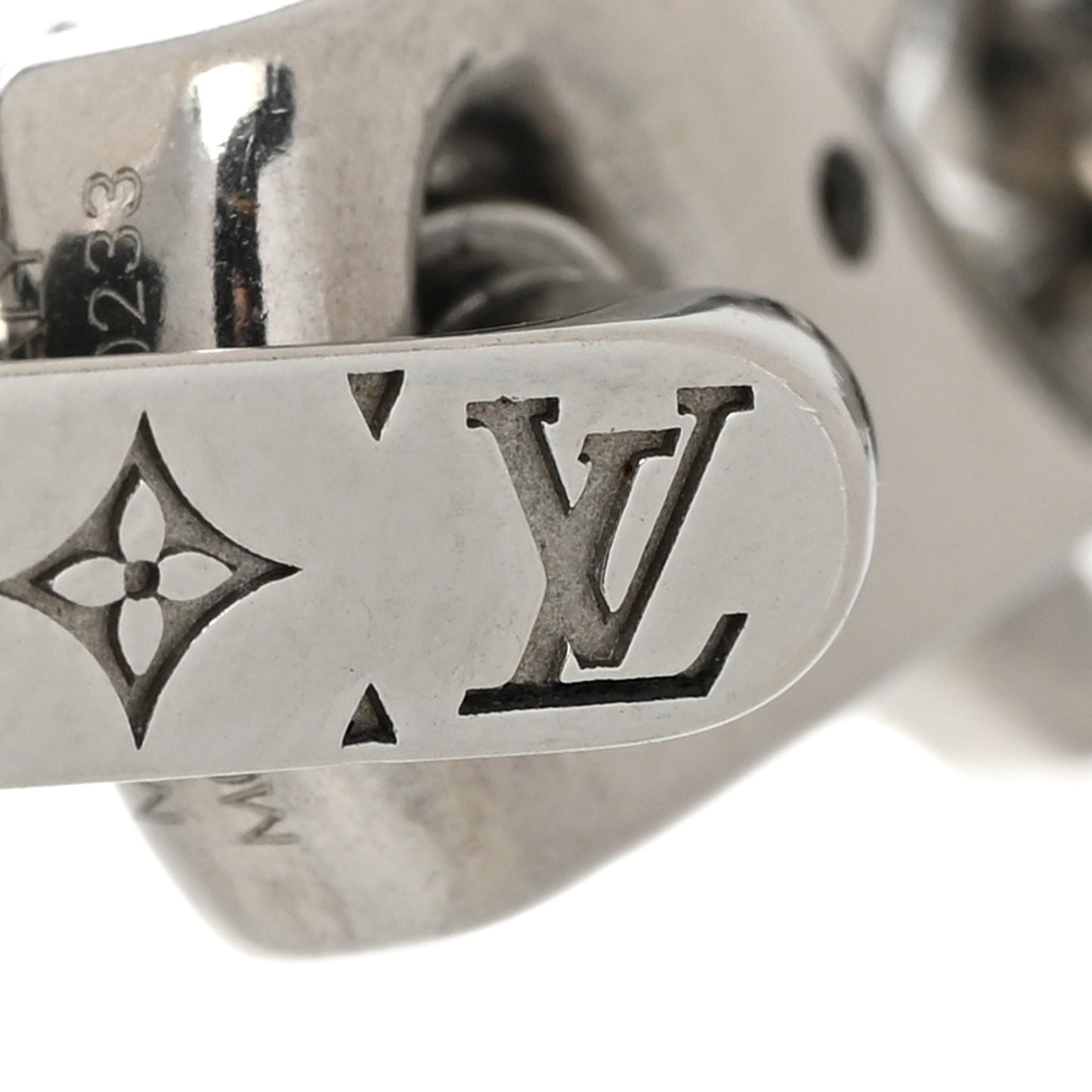 Metal Monogram Chain Bracelet Silver Black