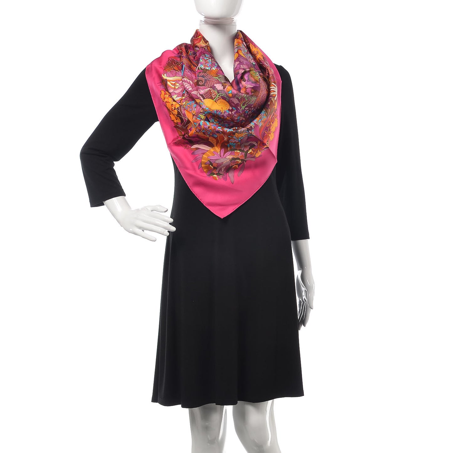 Silk Au Coeur de la Vie Scarf 90 Rose Vif Orange Violet