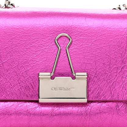 Off-White Calfskin Metallic Small Binder Clip Crossbody Pink 14 of 14