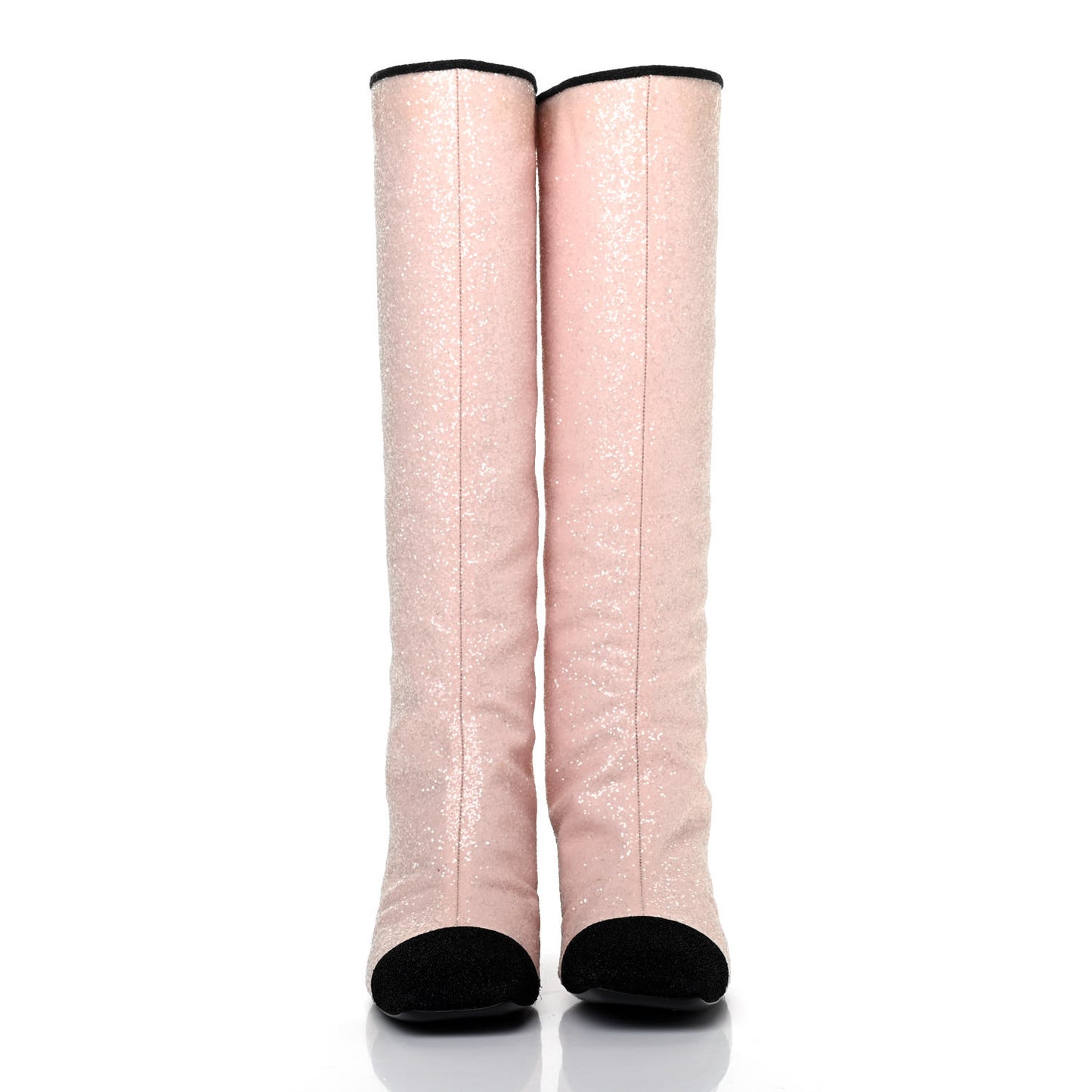 Glitter Fabric Lurex Cap Toe Fantasy High Boots 38.5 Pink Black