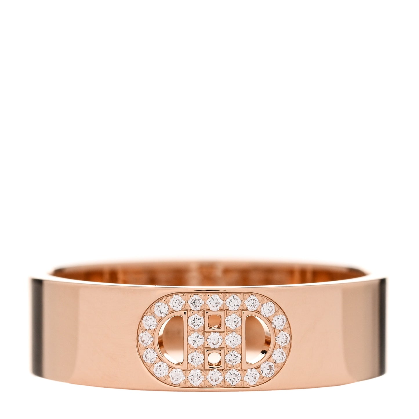 18K Rose Gold Diamond PM H D'Ancre Ring 55 7.25