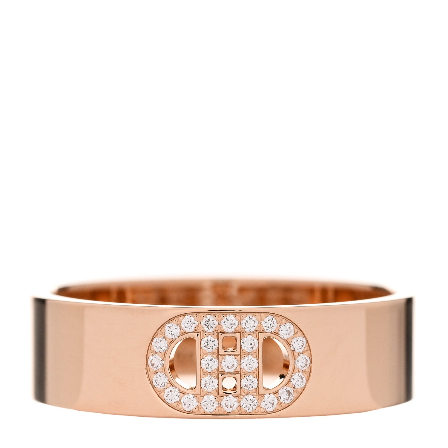 Hermes 18K Rose Gold Diamond PM H D'Ancre Ring 55 7.25 1 of 5