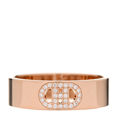 Hermes 18K Rose Gold Diamond PM H D'Ancre Ring 55 7.25 1 of 5