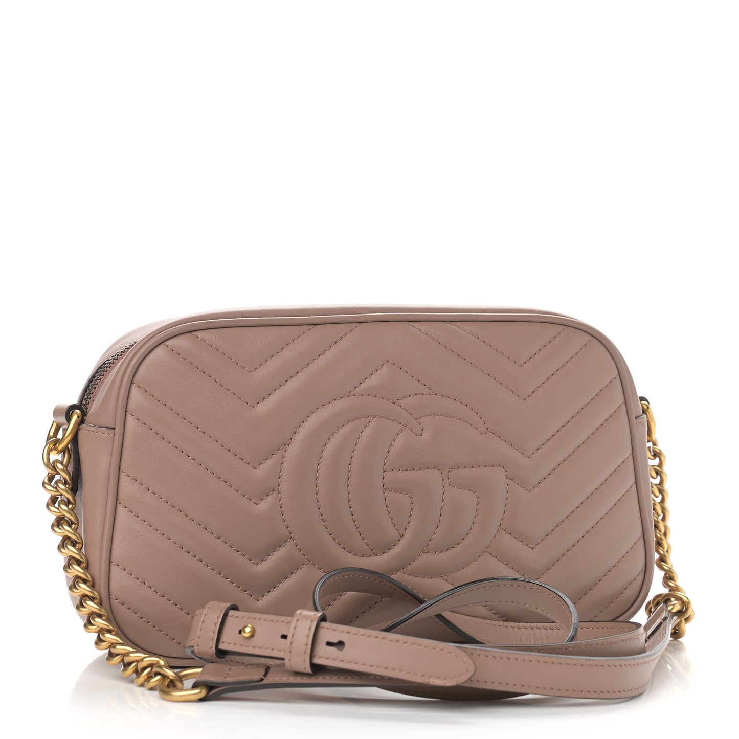 Calfskin Matelasse Small GG Marmont Chain Shoulder Bag Porcelain Rose