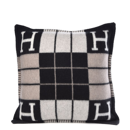 Hermes Wool Cashmere Avalon III Pillow PM Ecru Black 1 of 5