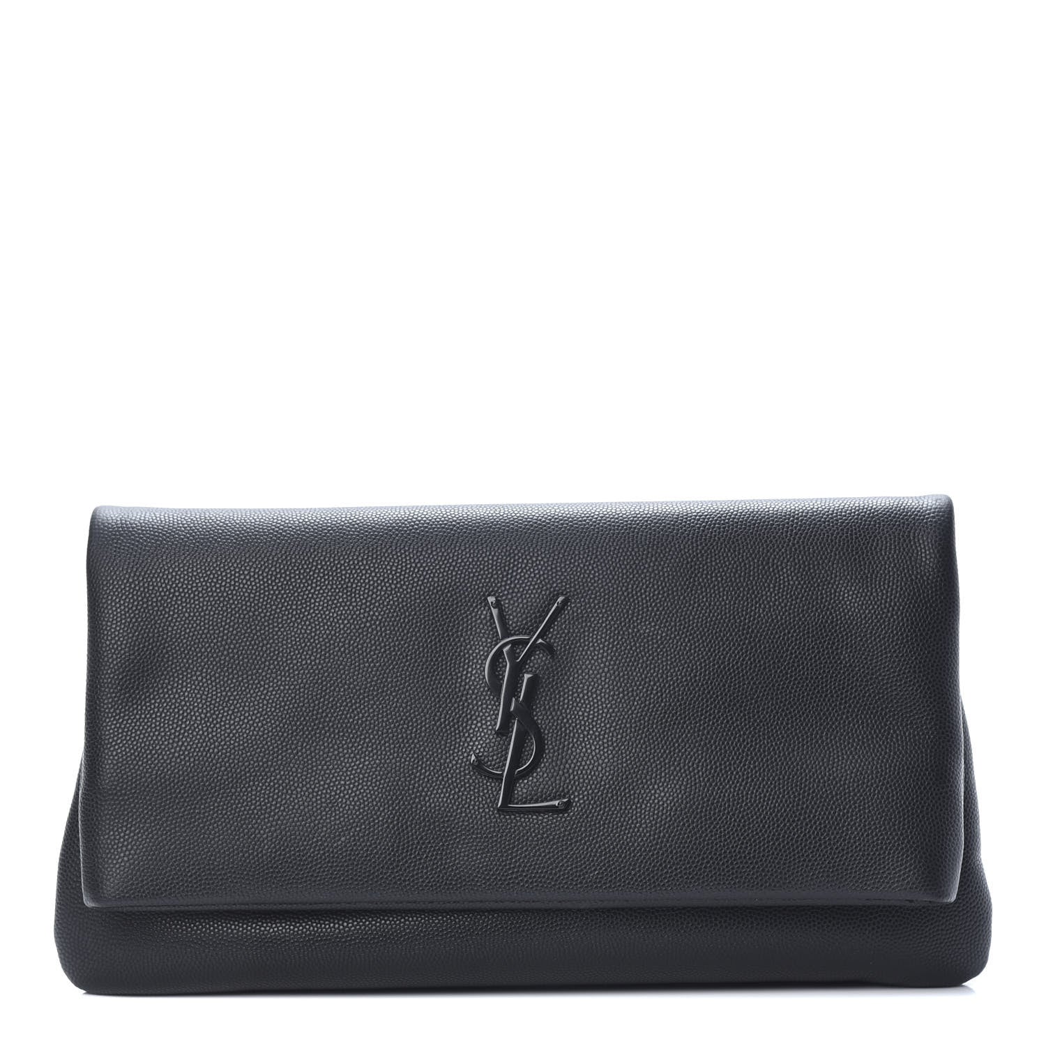 Saint Laurent Grain De Poudre West Hollywood Monogram Fold Over Clutch Black 1 of 7