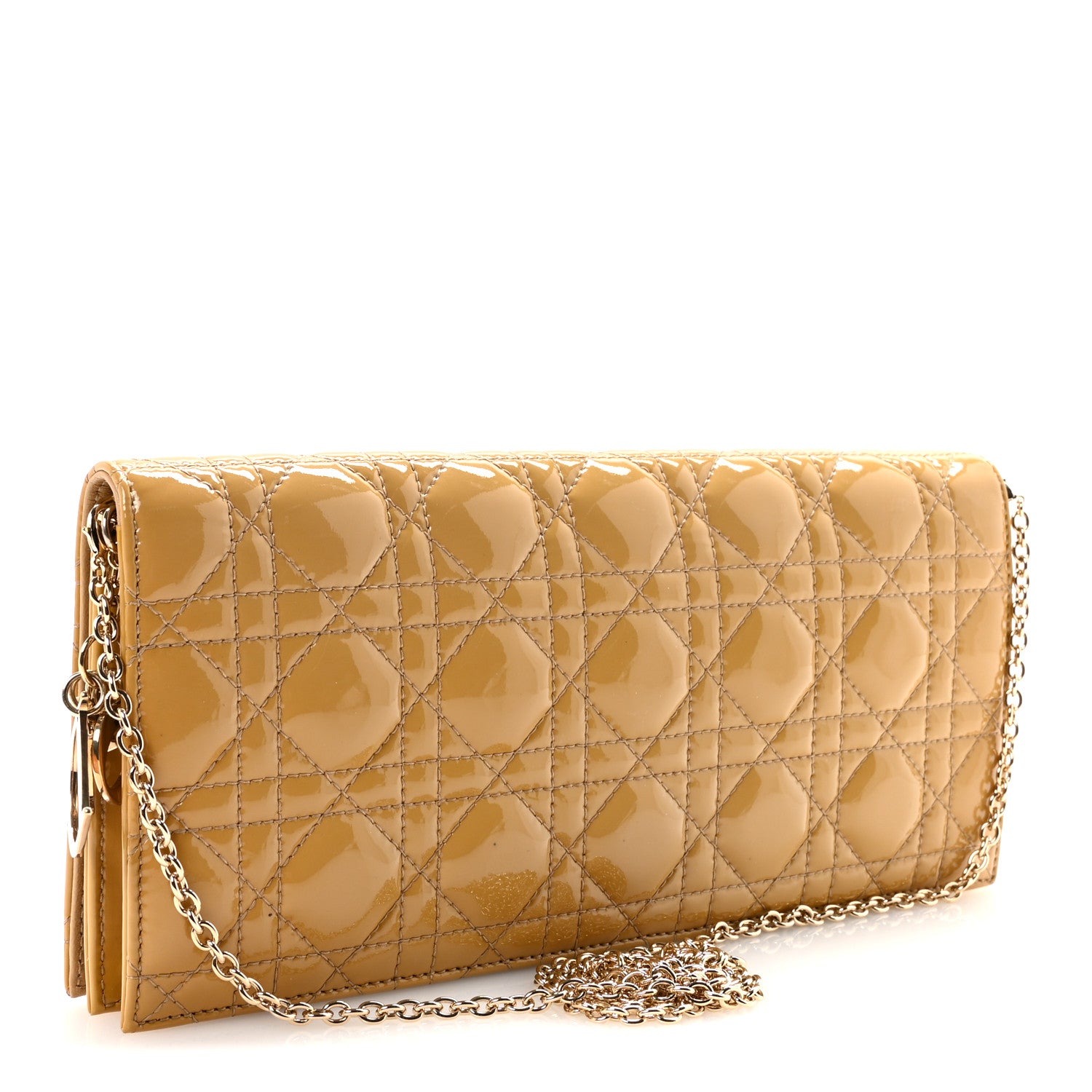 Christian Dior Patent Cannage Lady Dior Convertible Clutch Beige 3 of 9