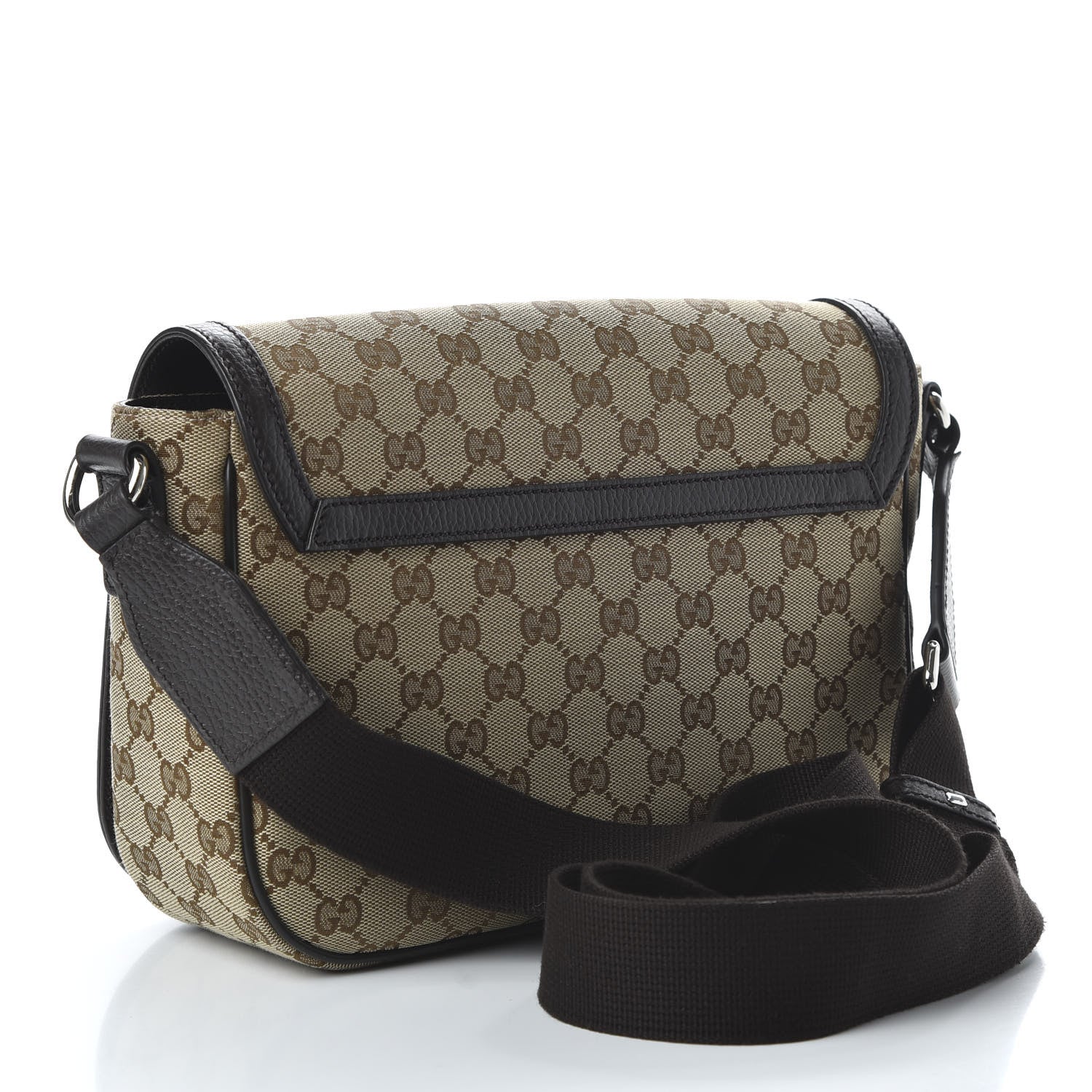Gucci Monogram Flap Messenger Bag Beige Dark Brown 3 of 10