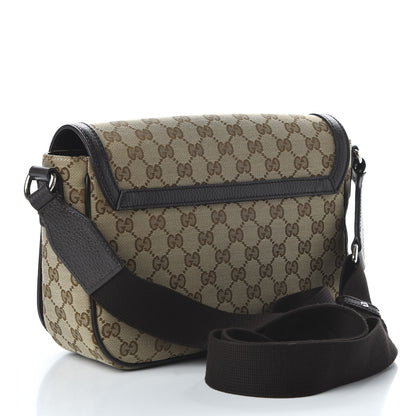 Gucci Monogram Flap Messenger Bag Beige Dark Brown 3 of 10