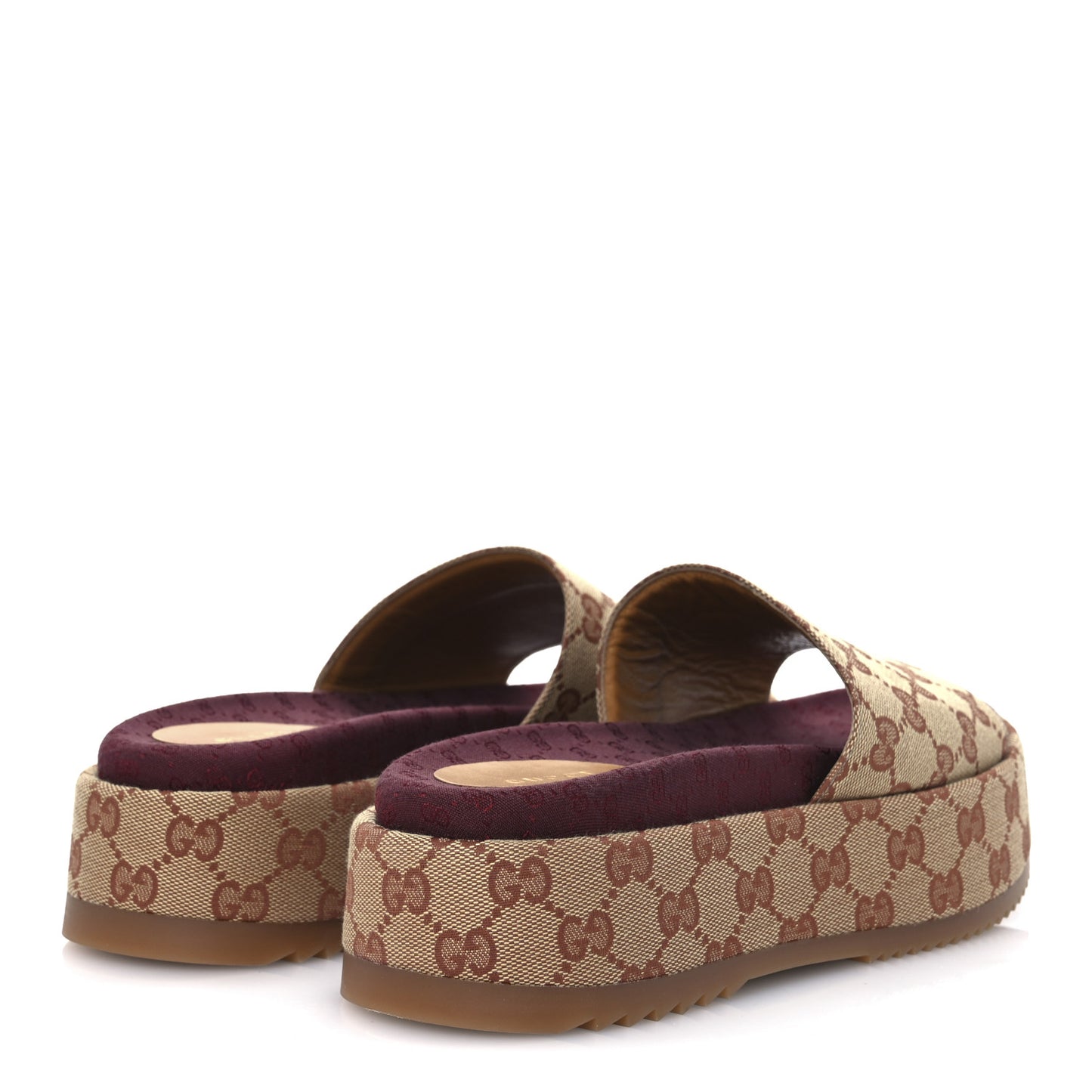 Canvas GG Monogram Angelina Platform Slide Sandals 39.5 Beige Ruggine