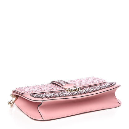 Valentino Garavani Vitello Crystal Embellished Medium Glam Lock Rockstud Flap Pop Gardenia 4 of 11