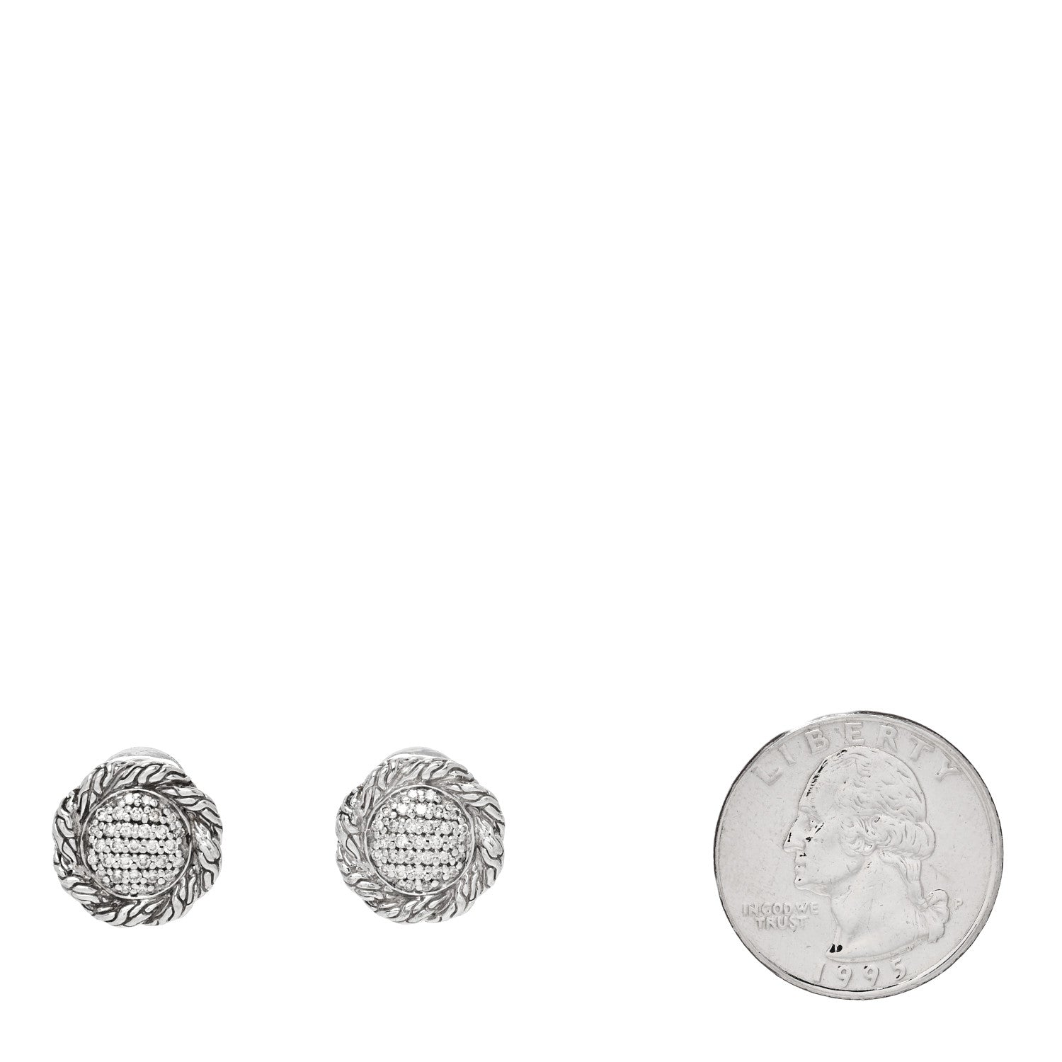John Hardy Sterling Silver Diamond Classic Chain Round Pave Earrings 2 of 4