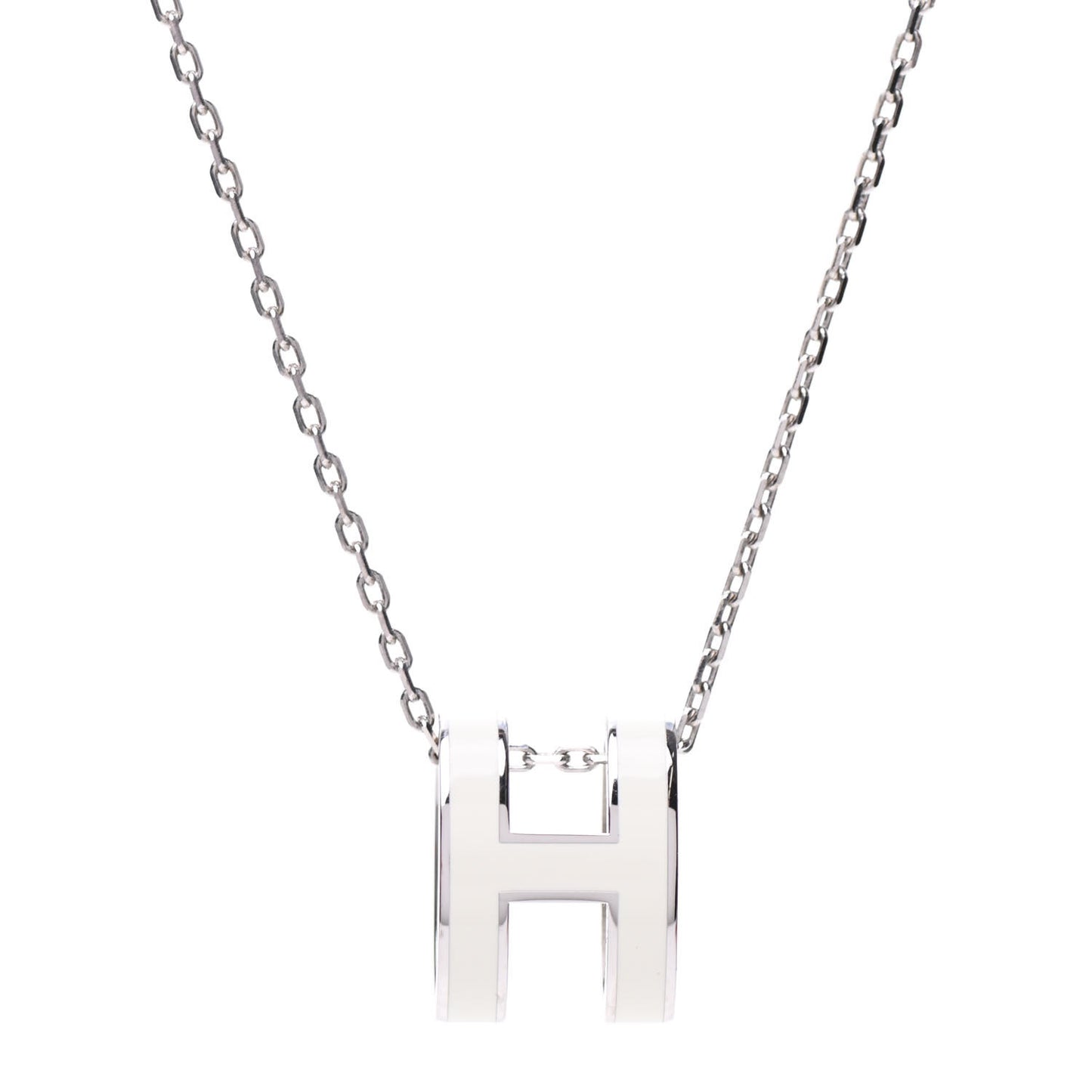 Lacquered Palladium Pop H Pendant Necklace White