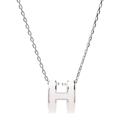 Hermes Lacquered Palladium Pop H Pendant Necklace White 3 of 7