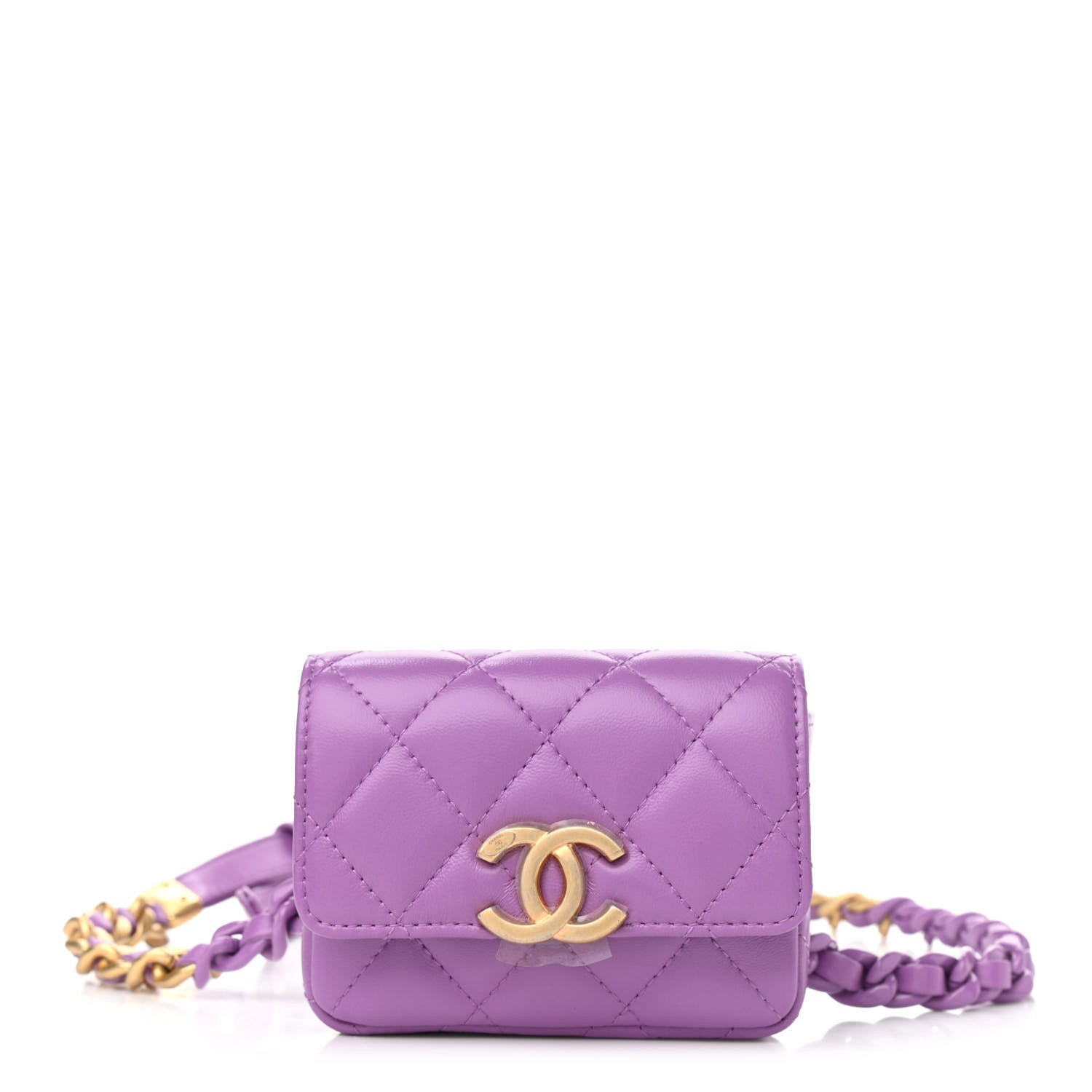 Chanel Lambskin Lacquered Metal Quilted Flap Chain Belt Bag Purple 1 of 13