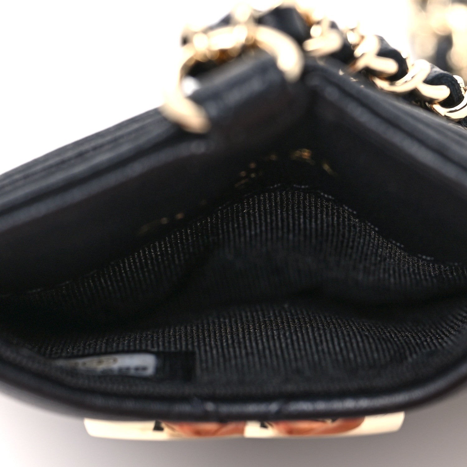 Chanel Lambskin Quilted Glitter Card Holder On Chain Black 4 of 6