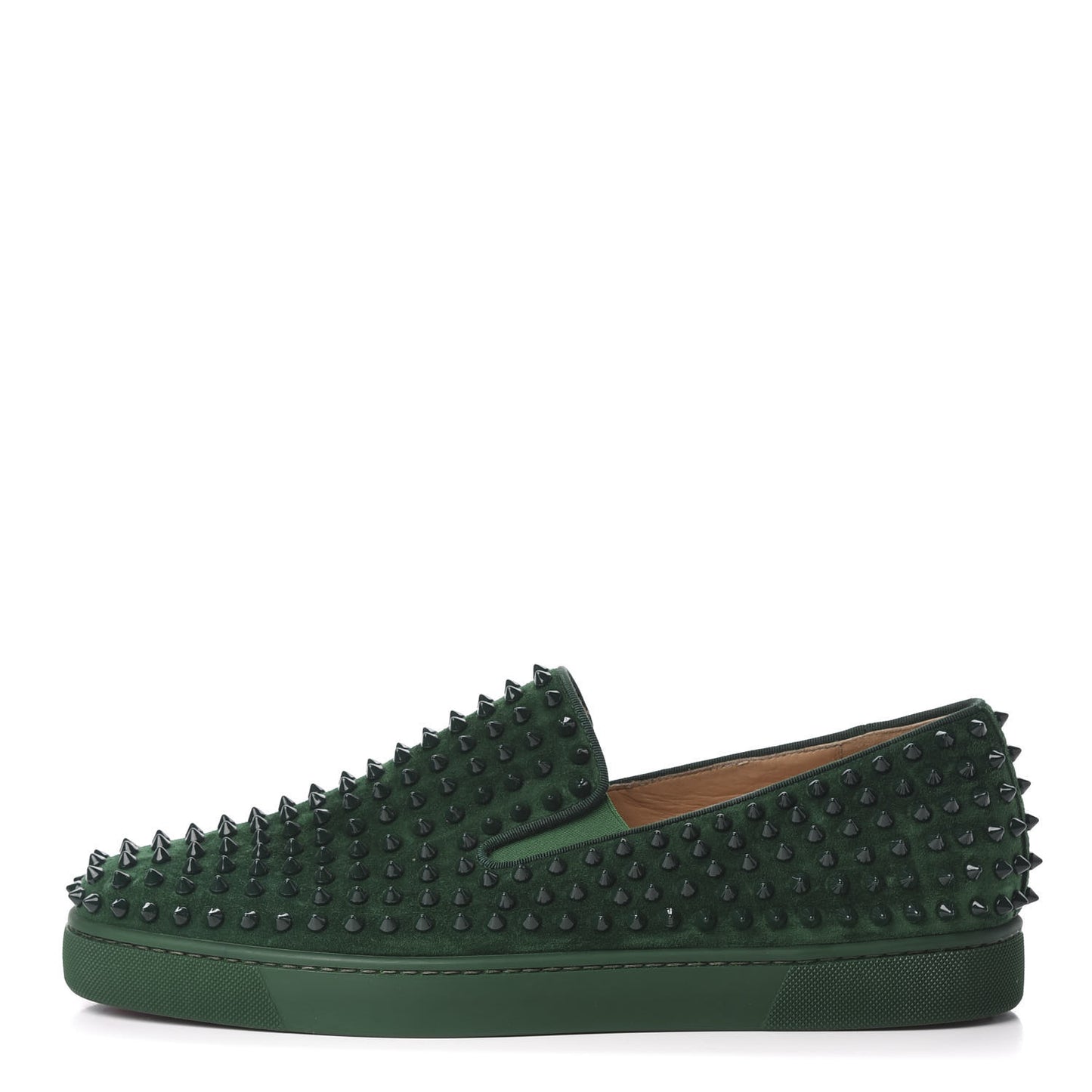 Veau Velours Spikes Mens Roller Boat Flat 45.5 Green