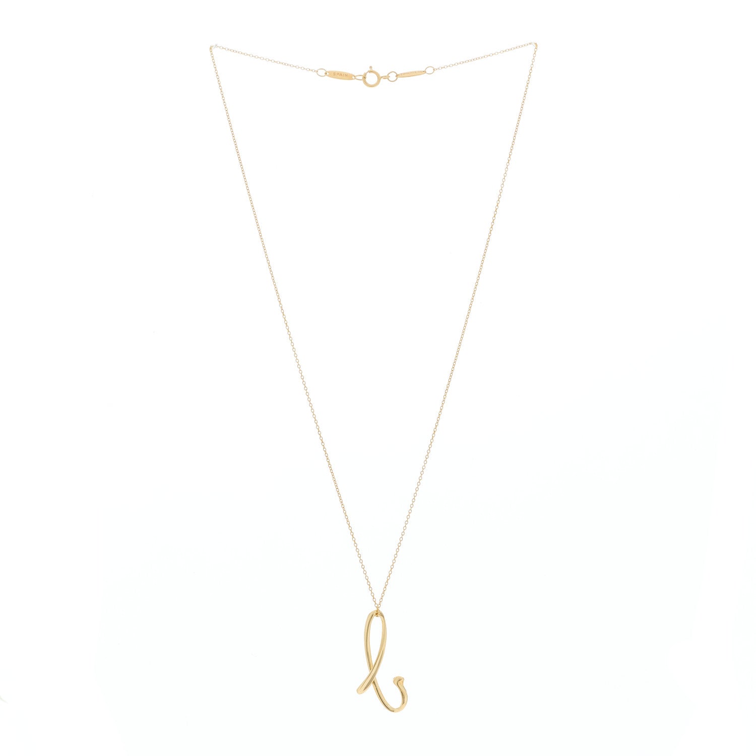 Tiffany 18K Yellow Gold Elsa Peretti Letter B Pendant Necklace 3 of 5