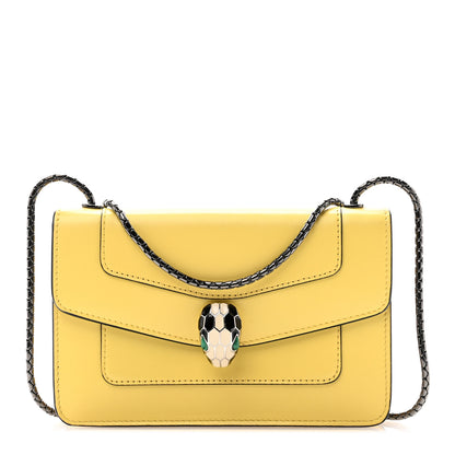 Bulgari Calfskin Mini Serpenti Forever Flap Clutch Yellow 1 of 12