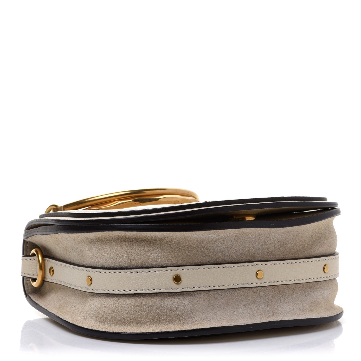 Chloe Calfskin Suede Small Nile Bracelet Bag Off White 4 of 13