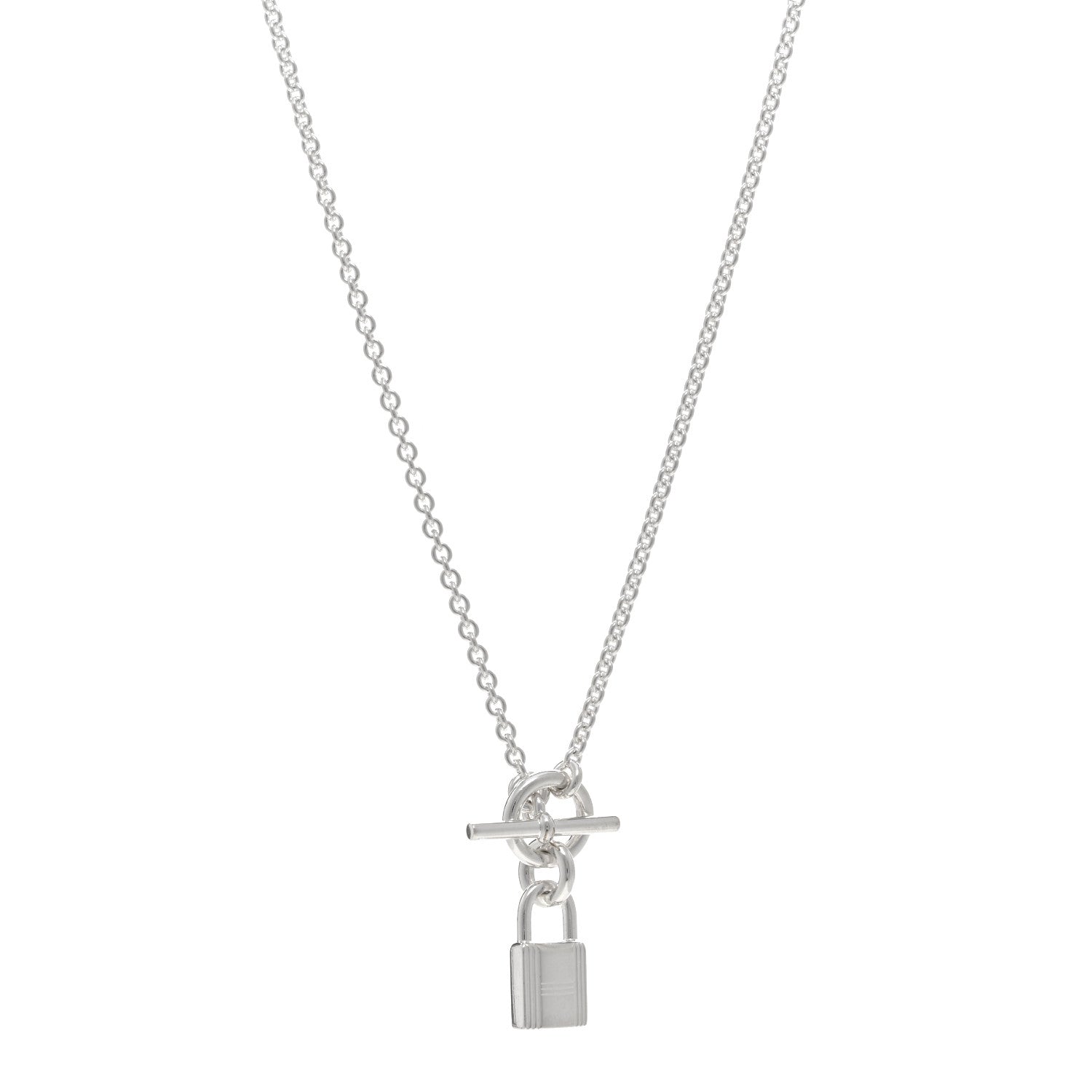 Hermes Sterling Silver Cadenas Kelly Lock Pendant Necklace 1 of 4