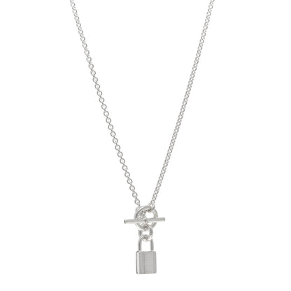 Hermes Sterling Silver Cadenas Kelly Lock Pendant Necklace 1 of 4