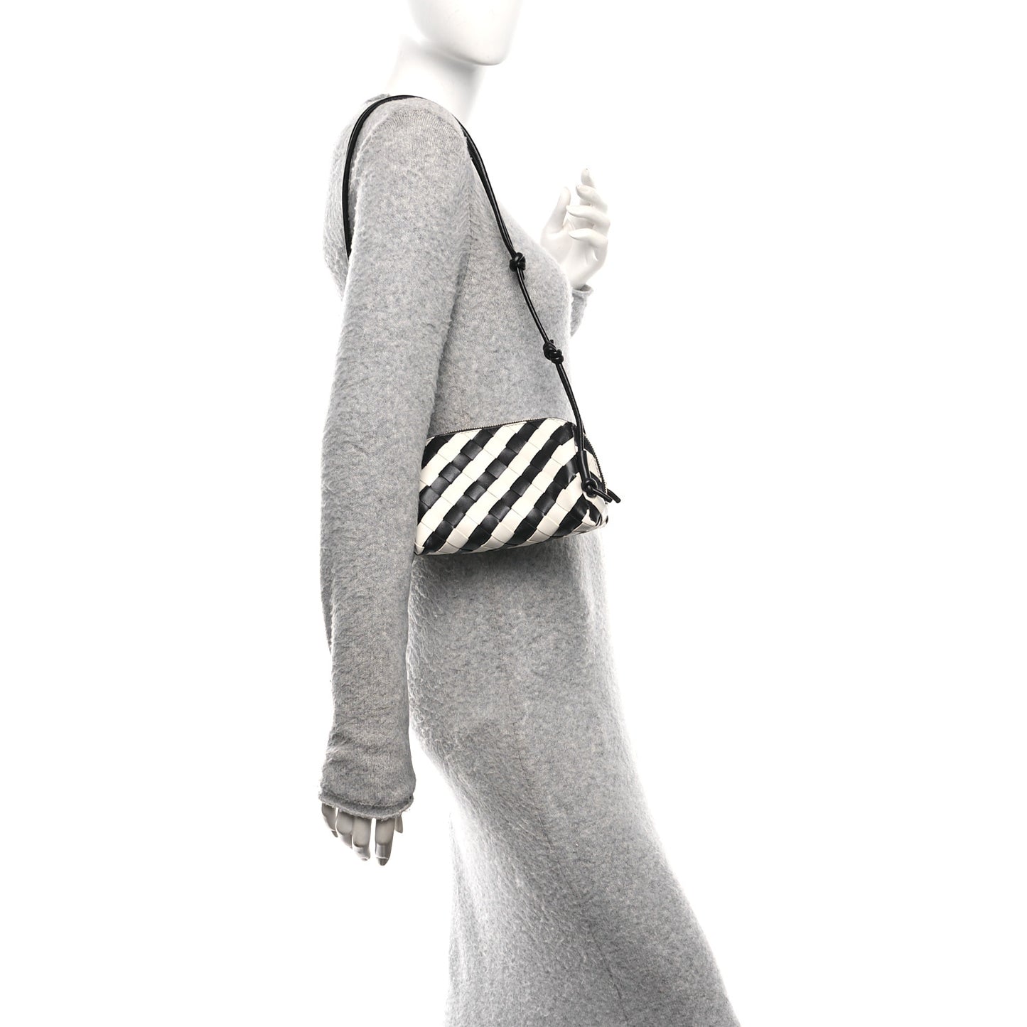 Nappa Intrecciato Striped Concert Pouch Space Chalk