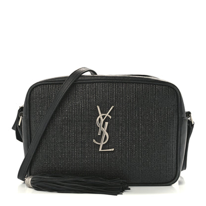 Saint Laurent Raffia Canvas Monogram Lou Camera Bag Black 1 of 11