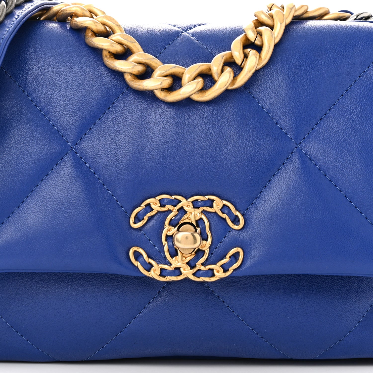 Chanel Lambskin Quilted Medium Chanel 19 Flap Blue 8 of 10
