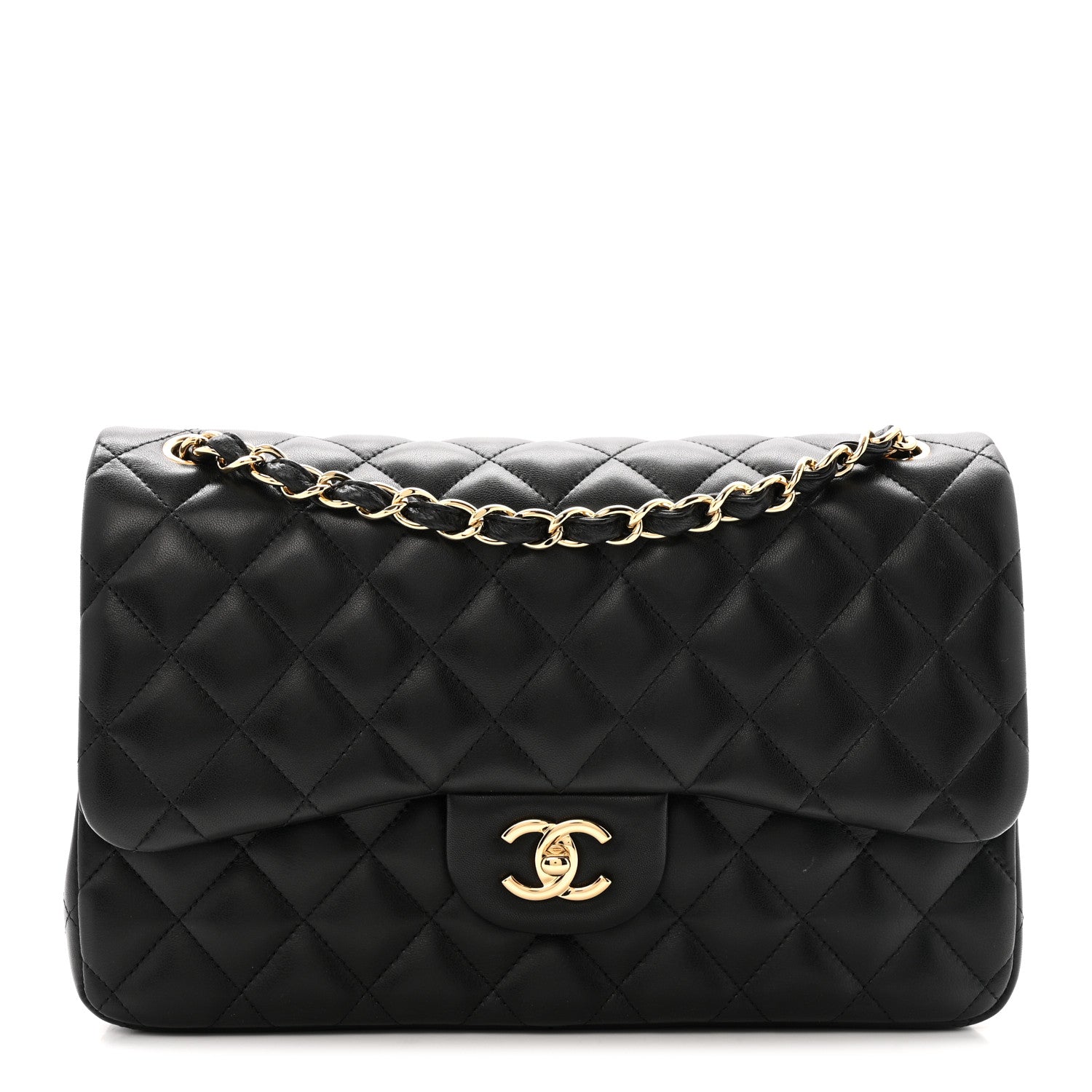 Chanel Lambskin Quilted Jumbo Double Flap Black 1 of 16