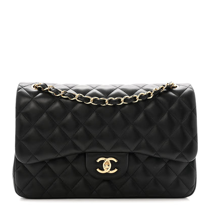 Chanel Lambskin Quilted Jumbo Double Flap Black 1 of 16