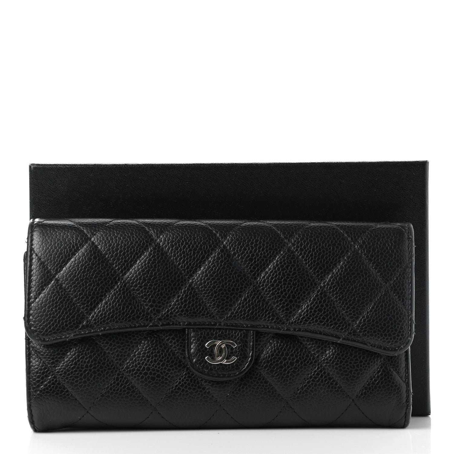 Chanel Caviar Quilted Large Gusset Flap Wallet Black 9 of 9