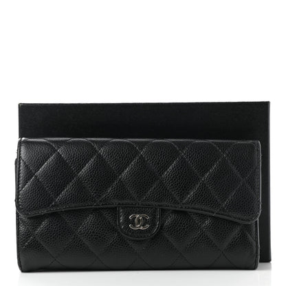 Chanel Caviar Quilted Large Gusset Flap Wallet Black 9 of 9