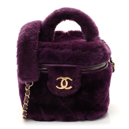 Chanel Shearling Lambskin Quilted Small Vanity Case Purple 1 of 11
