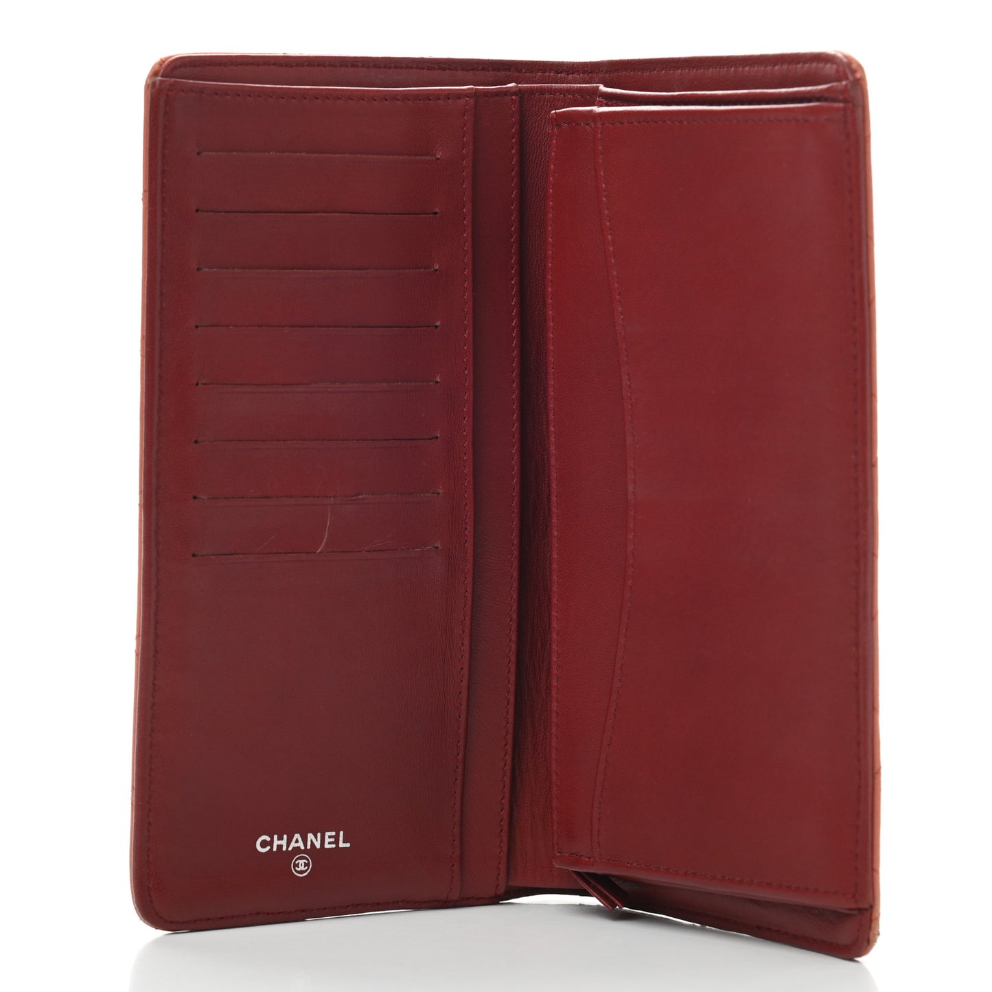 Lambskin Quilted Yen Wallet Orange