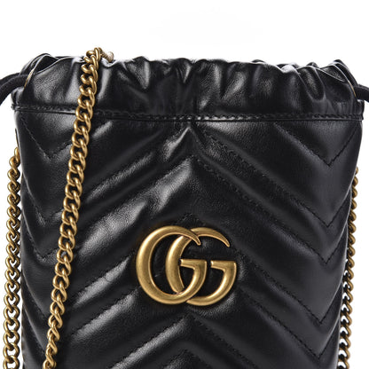 Gucci Calfskin Matelasse Mini GG Marmont 2.0 Bucket Bag Black 9 of 10