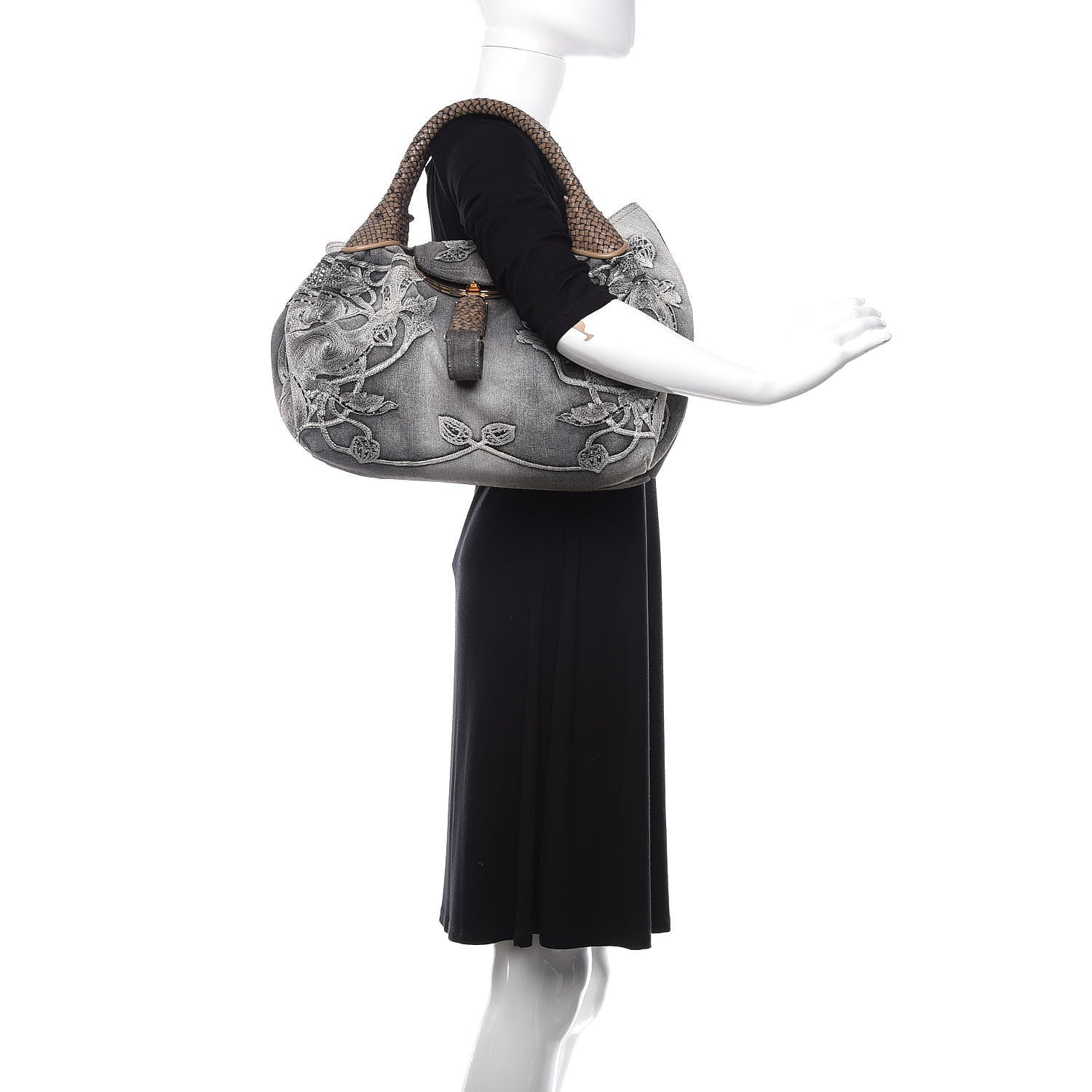 Fendi Denim Squirrel Embroidered Spy Grey 2 of 11
