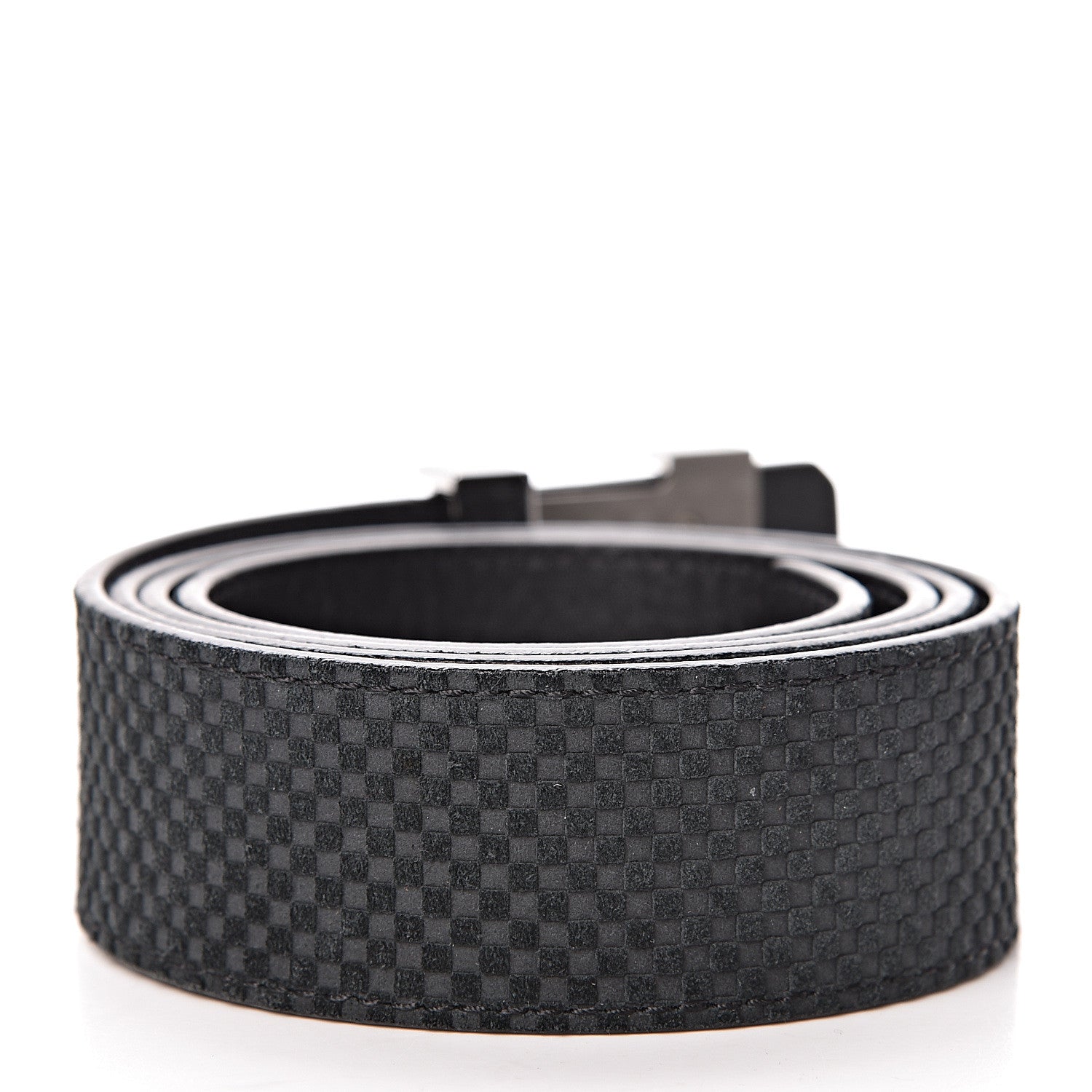 Louis Vuitton Suede Calfskin Mini Damier 40mm LV Initiales Belt 100 40 Black 3 of 6
