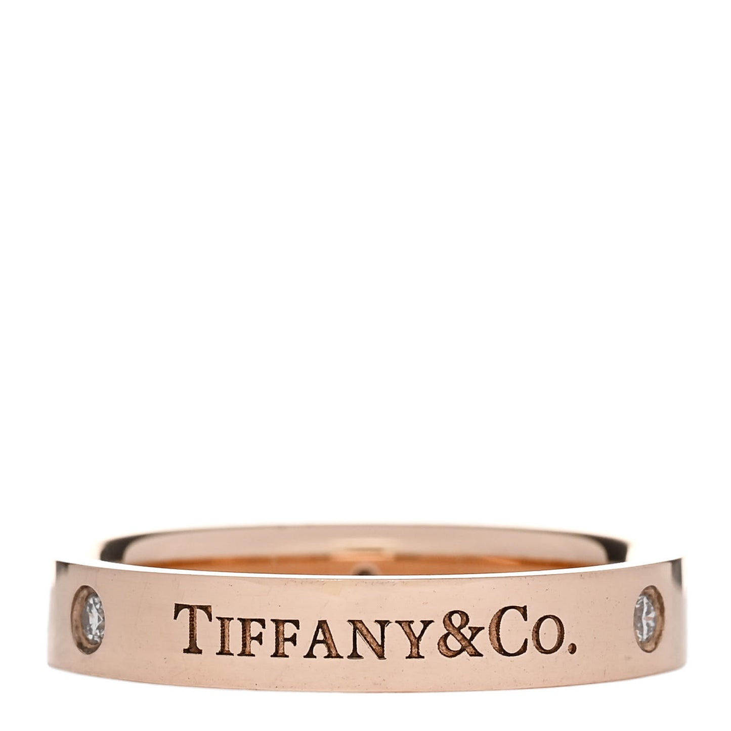 18K Rose Gold Diamond 3mm Logo Band Ring 59 8.75